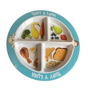 Toby‎ & Luna Divided Kids Plate 4-Section BPA-Free Melamine Microwave Safe  9”